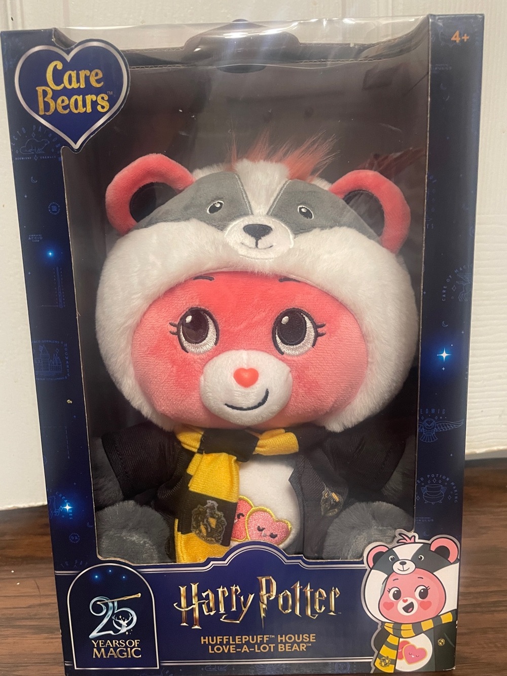 Care Bears Love-A-Lot Bear Hufflepuff Edition - Pink, White, Gray, Yellow Plush